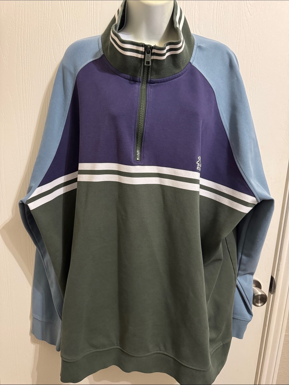 Original Penguin Colorblock Quater Zip Pull Over Mens 3XL Sweatshirt Jacket